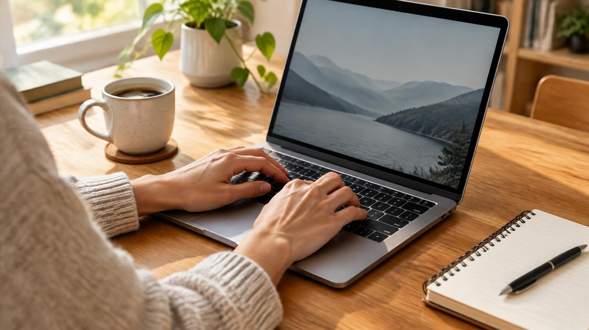 Person typing on a laptop at a desk