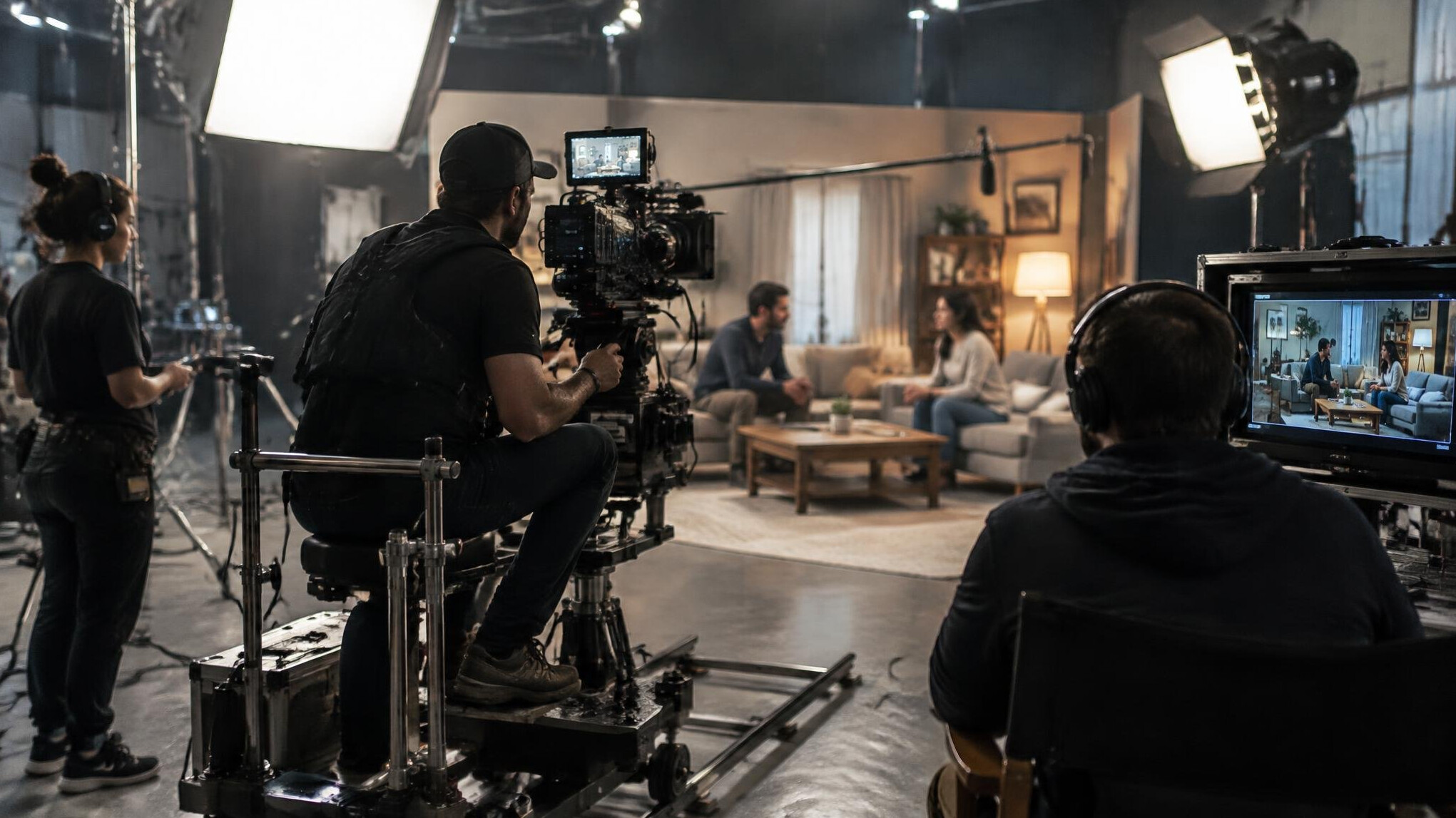 film crew on set