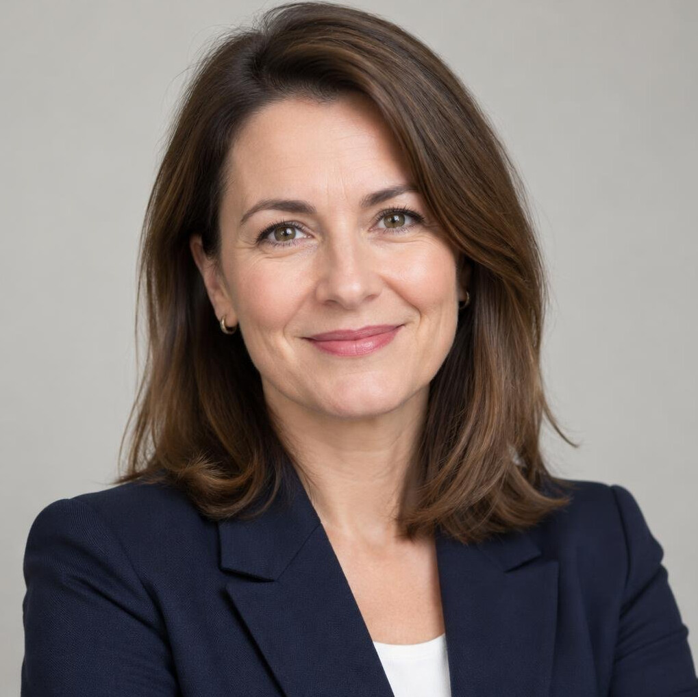 Portrait of a smiling woman editor in a blazer