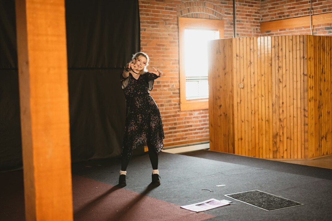 young actress practicing
